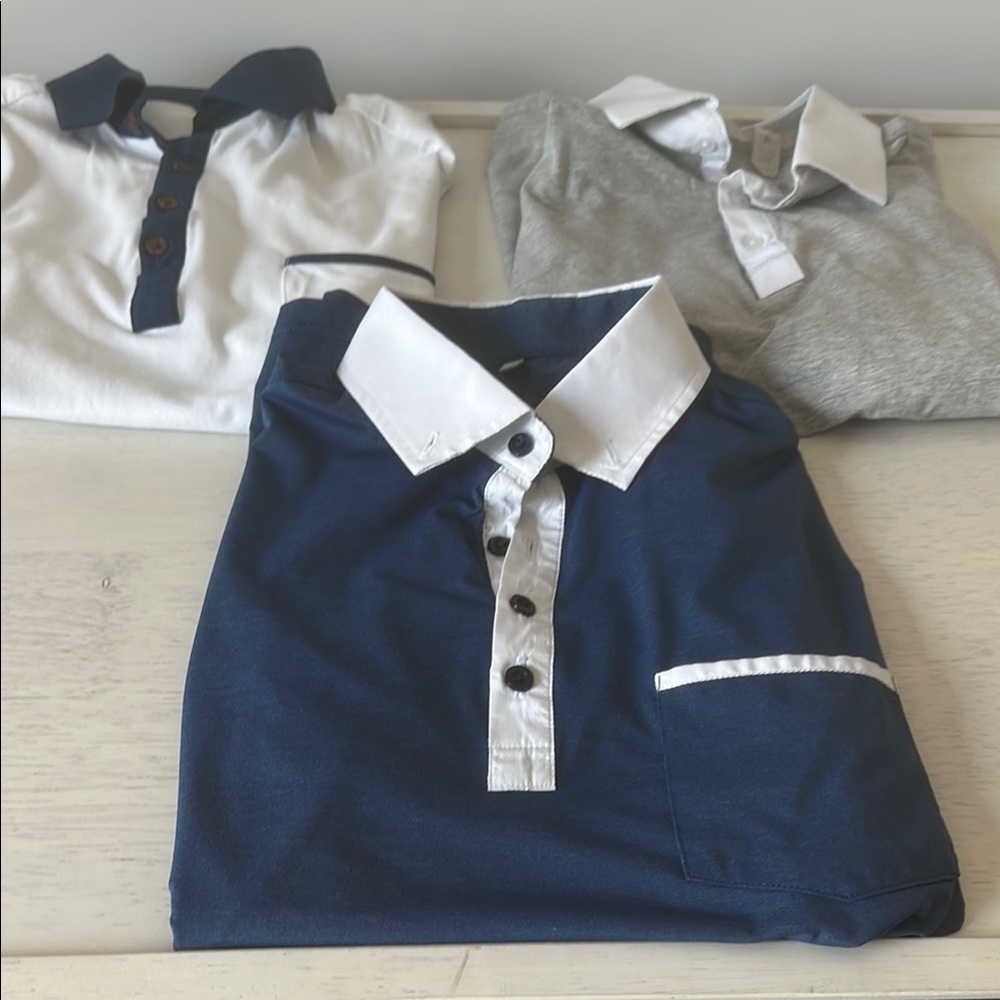 State & Liberty - Men's Polo Shirts x 3 - Small - White, Gray & Navy